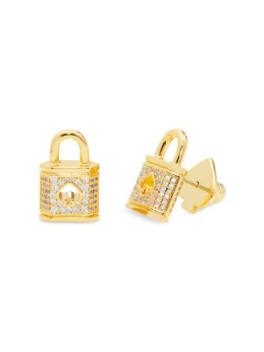 Kate‎ Spade NY Lock and Spade Pave’ gold stud earrings NWT